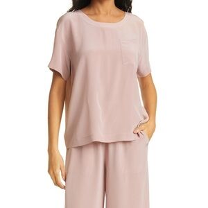 Club Monaco relaxed silk pocket tee pink rose XXS NWT